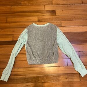 Gray and Light Blue Long Sleeve Top